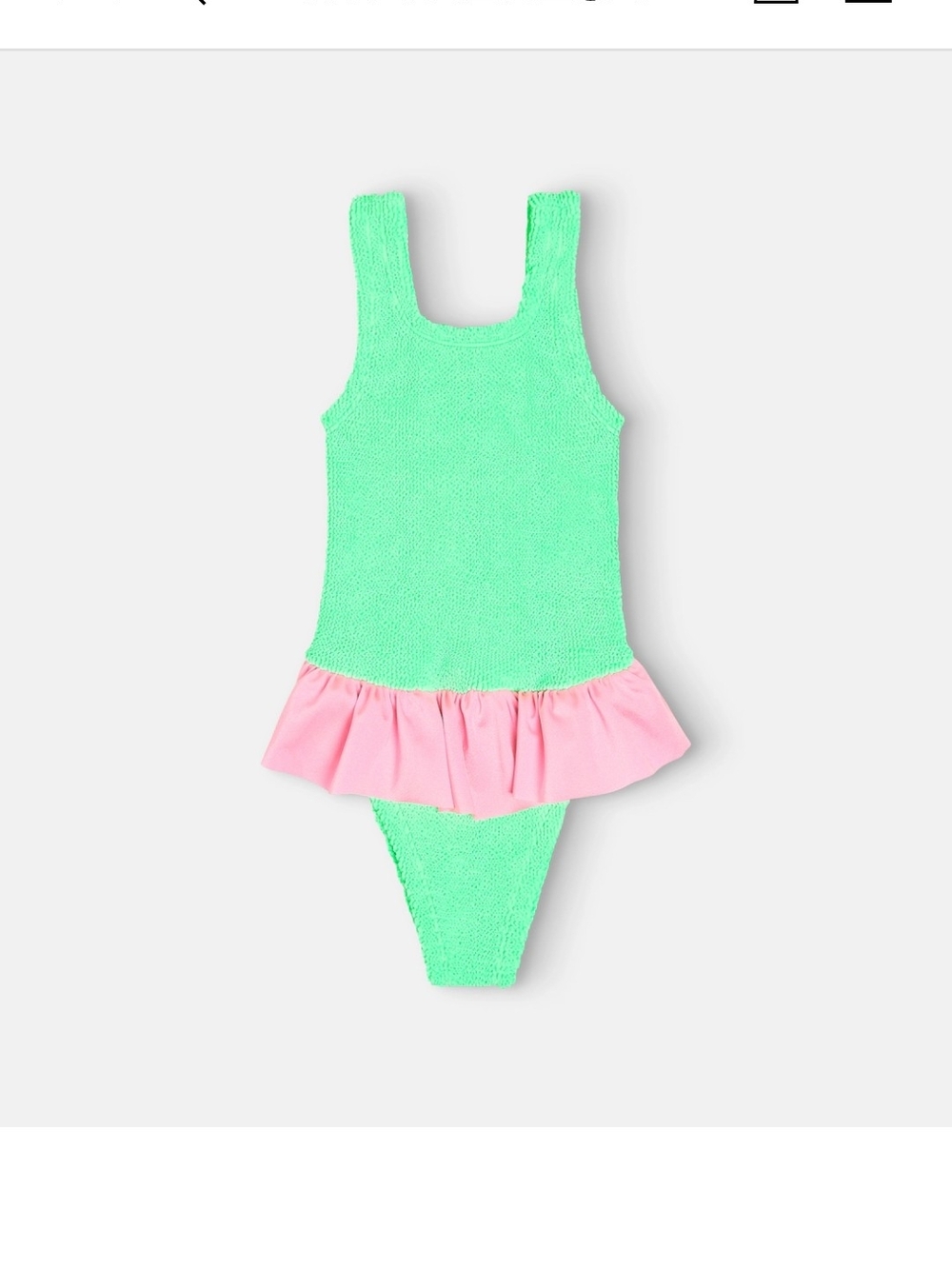Hunza G Kids One-Piece Swimsuit in Mint Green with Pink Ruffle